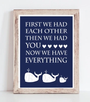 Estampado de ballena azul marino para niño, decoración náutica para niño 8x10 sin marco Foto 1 de 2