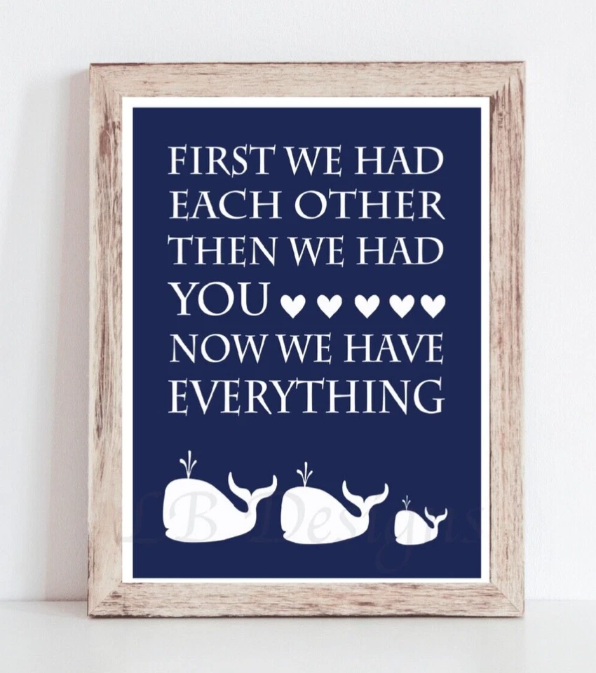 Estampado de ballena azul marino para niño, decoración náutica para niño 8x10 sin marco Foto 1 de 2