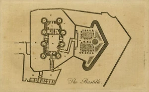 Antiker Druck - Grundriss der Bastille in Paris - Anonym - ca. 1790 - Bild 1 von 5