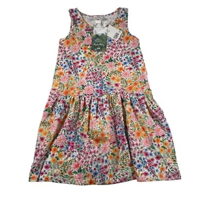 Angela McKay H&M Girls Dress 6x 7 Floral Aop Graphic Organic Cotton Nwt Colorful - Picture 1 of 15