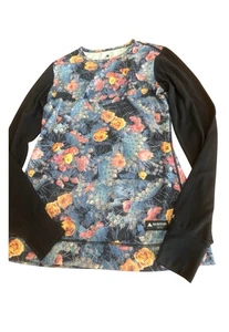 Burton Long Sleeve Base Layer Top Tee Womens Floral Dry Ride Lightweight Medium - Picture 1 of 7