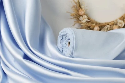 Blue Mikado Satin 58/60" Wide Fabric By the Yard 120 - Image 1 of 4