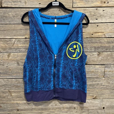 Chaleco con capucha Zumba con cremallera azul estampado de serpiente talla XL para mujer Foto 1 de 4