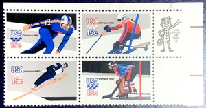 USA 1980 #1798Ac (1795A-98A) Winter Olympics 15¢ c Cent Stamp (Block of 4) MNH - Picture 1 of 2