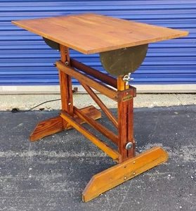 antique 1940's H.E. SMITH & CO. Drafting Table 36 X 24" very clean SOLID OAK ex - Picture 1 of 14