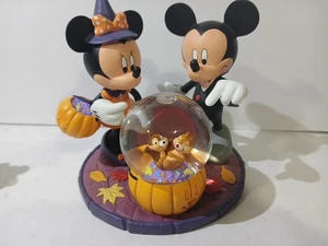 RARE Disney Hallmark Mickey & Minnie Halloween Snow Globe Figurine Chip & Dale - Picture 1 of 14