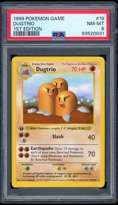 1999 Pokemon 1st Edition - Base Set 19/102 Dugtrio Non-Holo PSA NM-MT 8 - Image 1 of 2