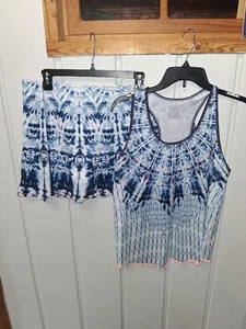 Lucky In Love Tie Dye Tennis Pickleball Skort and Top Outfit Sz L - Picture 1 of 7
