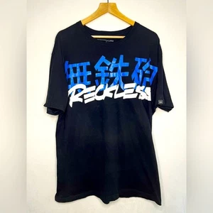 Camiseta negra Young & Reckless 100 % algodón gráficos azules y blancos para hombre talla XL - Imagen 1 de 4