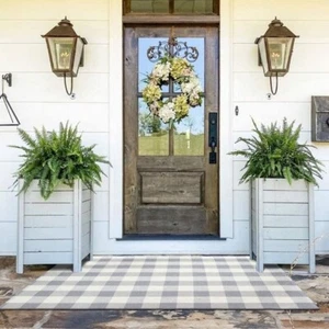 24"x36" Buffalo Plaid Outdoor Rug Doormat Gray/White Checkered Porch mat - Picture 1 of 7