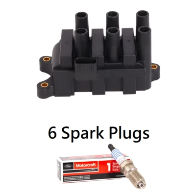 Ignition Coil + 6 Motorcraft Spark Plug For 2001-2008 Mercury Cougar 2.5L FD498 - Image 1 of 4