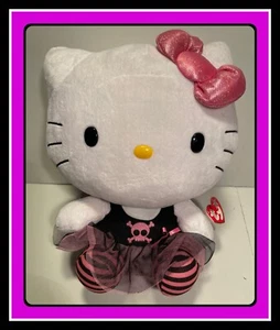 New 11" Hello Kitty TY Beanie Buddy Plush Punk Rock Skull Black Pink Dress BNWT - Picture 1 of 24