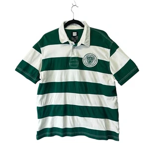 Vtg Ocean Pacific OP Mens Sz XL Rugby Short Sleeve Polo Shirt Green Striped Y2K - Picture 1 of 13