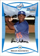 2008 Bowman Prospects Baseball #BP94 Brian Mathews Los Angeles Dodgers
