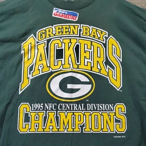LOGO VINTAGE NUOVO CON ETICHETTE 7 NFL Green Bay Packers 1995 NFC Central Division Champions XL - Foto 1 di 14