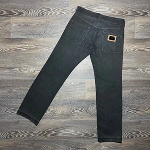 Vintage DOLCE&GABBANA Metal Logo Black Washed Denim Jeans size 32/30 - Picture 1 of 12