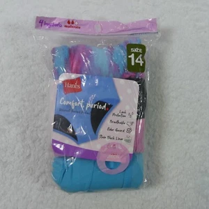 Hanes Period Underwear Girls 14 Boyshorts Moderate Protection 4 Pairs - Picture 1 of 11