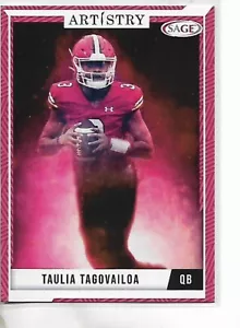 2024 SAGE Artistry Taulia Tagovailoa carta bordo rosso #39 - Foto 1 di 1
