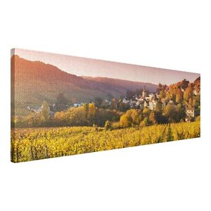 Leinwandbild Wandbild Bild Canvas Foto XXL Landschaft Gebirge Sonne Bergdorf 