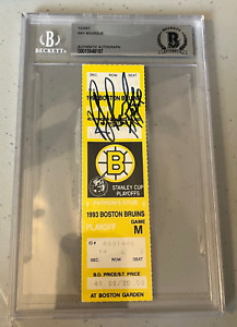 Ray Bourque 1993 NHL Signed Ticket Boston Bruins Beckett Authentic Autograph BAS