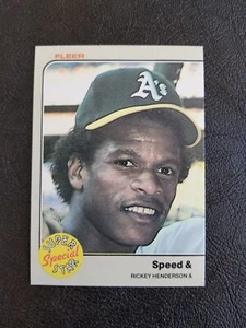 RICKEY HENDERSON SPEED 1983 FLEER BASEBALL CARD #646 OAKLAND ATHLETICS - Picture 1 of 2