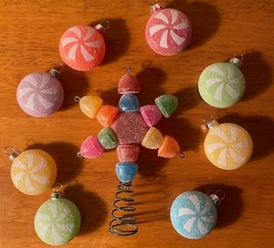 8 Lollipop Swirl Ornament Candies Christmas Candy Gumdrop Tree Topper Decor New - Picture 1 of 8