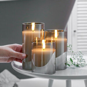  Authentic Flame Battery Flickering LED Candle Lights Glass Jar Wax | Indoor