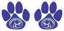 2.75in x 2.75in Mirror Blue Cougar Paw Stickers Car Truck Vehicle Bumper Decal