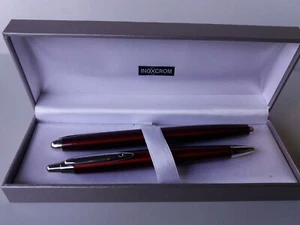 BOLÍGRAFO FUENTE METÁLICA INOXCROMO BORGOÑA EN CAJA ORIGINAL - Imagen 1 de 5