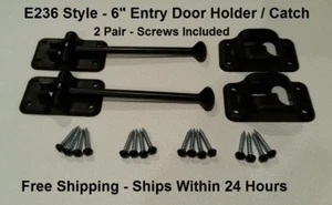 2 sets - 6" E236 T-Style Black Entry Door Catch Latch Holder Camper RV Trailer - Picture 1 of 3