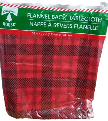 Thin Vinyl Tablecloth,52"x70" OBLONG (4-6 ppl) CHRISTMAS, BLACK & RED COLORS,CH  - Image 1 of 3
