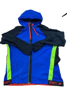 Nike Jacket Mens XL Blue Red Neon Dri Fit Flex Sport Retro Windbreaker Track - Picture 1 of 6