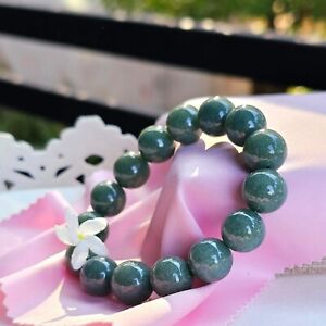 High Quality Jade Ocean Blue Green Bead Bracelet Translucent Polished 12.5 mm