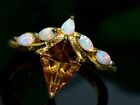 Natural Citrine Sterling Silver Ring Handmade Wedding Band Solitaire Opal Ring.