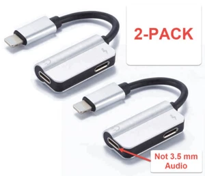 2 Pack Headphone Jack AUX Splitter Adapter n Charger For iPhone - Picture 1 of 6