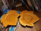 2 Hallmark Ceramic Autumn Orange Yellow Maple Leaf Candle Plates