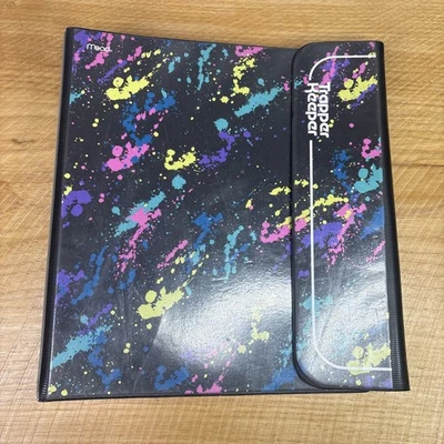Mead Trapper Keeper 80's Retro Collection Black Paint Splatter 3-Ring Binder - Image 1 of 4