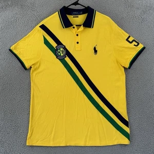 Polo Ralph Lauren Brasil Shirt Uomo XL Giallo Polo Personalizzata Slim Fit Manica Corta - Foto 1 di 12