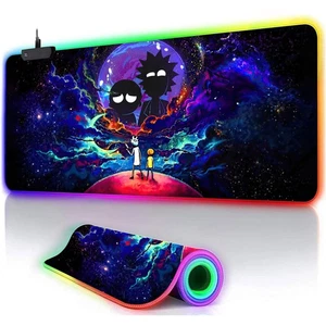 Großes RGB Gaming Pad Anime Nachthimmel Weltraum Sterne Schreibtischunterlage, Mousepad rutschfest B... - Bild 1 von 8