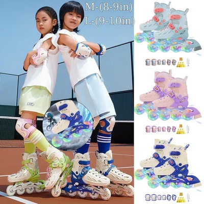 Patins em linha infantis com rodas iluminadas lâminas de rolo para patins iniciantes EUA - Imagem 1 de 4