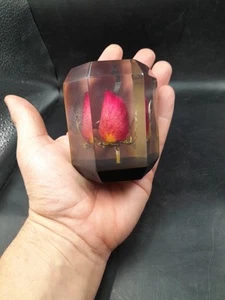 Vintage Plexiglas rote Rose Briefbeschwerer schön dekorativ - Bild 1 von 12
