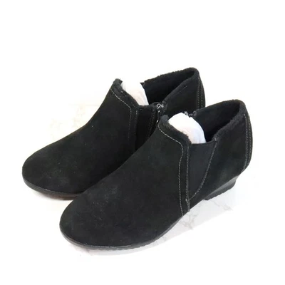 Botines Sporto para mujer 8M con cortinas de cuero negro gamuza cremallera sin cordones de cuña Foto 1 de 4