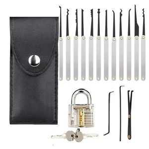 15Pc Pick Set Tool Kit with Clear Training Lock For Precision Hand Decoder Tools - Picture 1 of 11