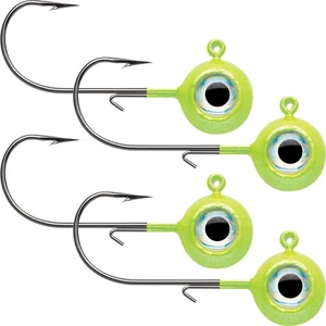VMC Neon Moon Eye 1/8 Oz. 3D Holographic Jig - 4 Pack - Glow Chartreuse - Picture 1 of 1