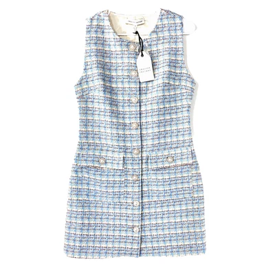 Евро шерсти платье женщин M Baby синий твид большой жемчуг кнопки сплетенный ретро новый с Ярлыками $140 - Изображение 1 из 4