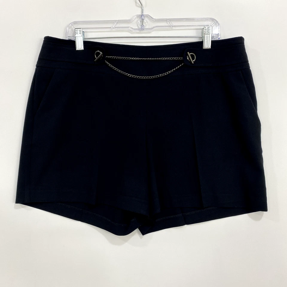 Pantalones Cortos Caché Para Mujer 14 Negro Cadena Cinturón Cortes Ropa de Calle Foto 1 de 4