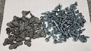 Lot 130 PCS Car Dealer License Plate Thumb Screws Hex Head Self Tapping Slotted - Picture 1 of 6