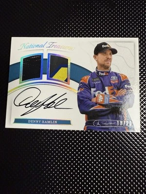 2017 National Treasures Dual Tire Race Used Relic Autograph Denny Hamlin 18/20 - Image 1 of 4