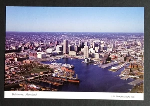 Aerial View Inner Harbor Pier Boats Harborplace Baltimore MD Postcard c1980s UNP - Picture 1 of 2