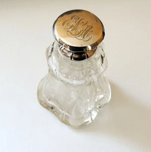 Botella grabada de vidrio cortada Art Nouveau Simpson Hall Miller & Co de plata esterlina - Imagen 1 de 8